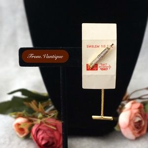 👔 ANTIQUE [Kinney Co Prov 3 RI] Men Suit White Building Gold Tie Clip / Pin 📎